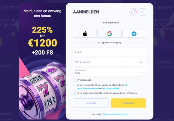 Account registreren en inloggen bij Chachabet Casino